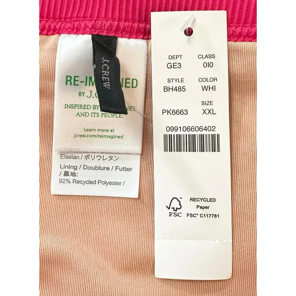 2/$15 NWT J. Crew Ribbed-Trim Hipster Full Coverage Bikini Bottom Pink Size XXL